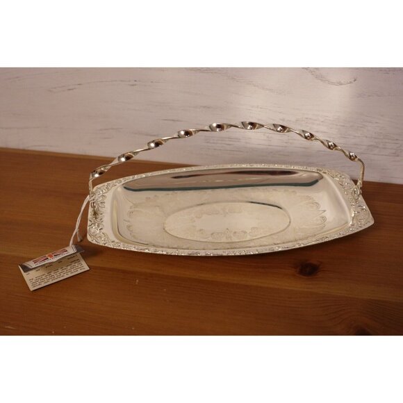Vintage Silverplate Art Deco sweet tray with handle Made in England NWT - Picture 2 of 8
